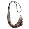 Navy Blue/Antique Gold Mixed Color Graduation Tassel with Stacked Silver Date Drop by Wholesale Grad Supply
