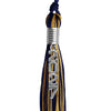 Navy Blue/Antique Gold Mixed Color Graduation Tassel with Stacked Silver Date Drop by Wholesale Grad Supply