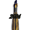 Navy Blue/Gold Mixed Color Graduation Tassel with Black Bling Charm by Wholesale Grad Supply