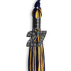 Navy Blue/Gold Mixed Color Graduation Tassel with Black Bling Charm by Wholesale Grad Supply