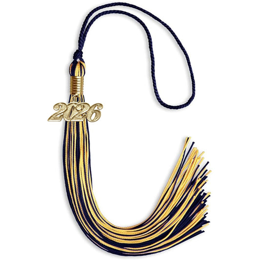 Navy Blue/Gold Mixed Color Graduation Tassel with Gold Bling Charm by Wholesale Grad Supply