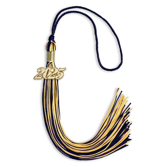 Navy Blue/Gold Mixed Color Graduation Tassel with Gold Bling Charm by Wholesale Grad Supply