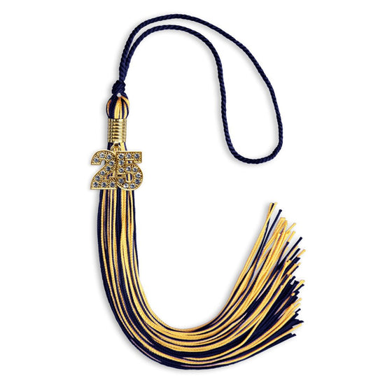 Navy Blue/Gold Mixed Color Graduation Tassel with Gold Bling Charm by Wholesale Grad Supply