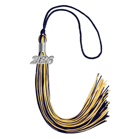 Navy Blue/Gold Mixed Color Graduation Tassel with Silver Bling Charm by Wholesale Grad Supply
