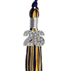 Navy Blue/Gold Mixed Color Graduation Tassel with Silver Bling Charm by Wholesale Grad Supply