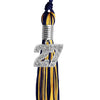 Navy Blue/Gold Mixed Color Graduation Tassel with Silver Bling Charm by Wholesale Grad Supply