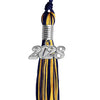 Navy Blue/Gold Mixed Color Graduation Tassel with Silver Bling Charm by Wholesale Grad Supply
