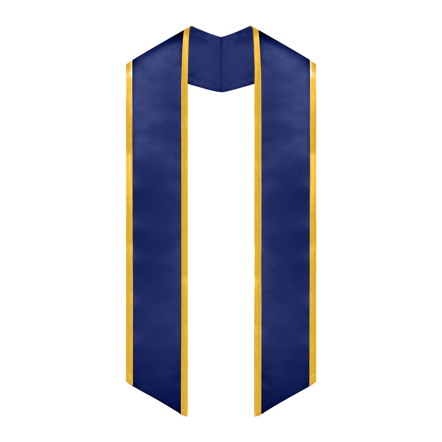 Navy Blue/Gold Plain Graduation Stole with Trim Color & Angled End by Wholesale Grad Supply