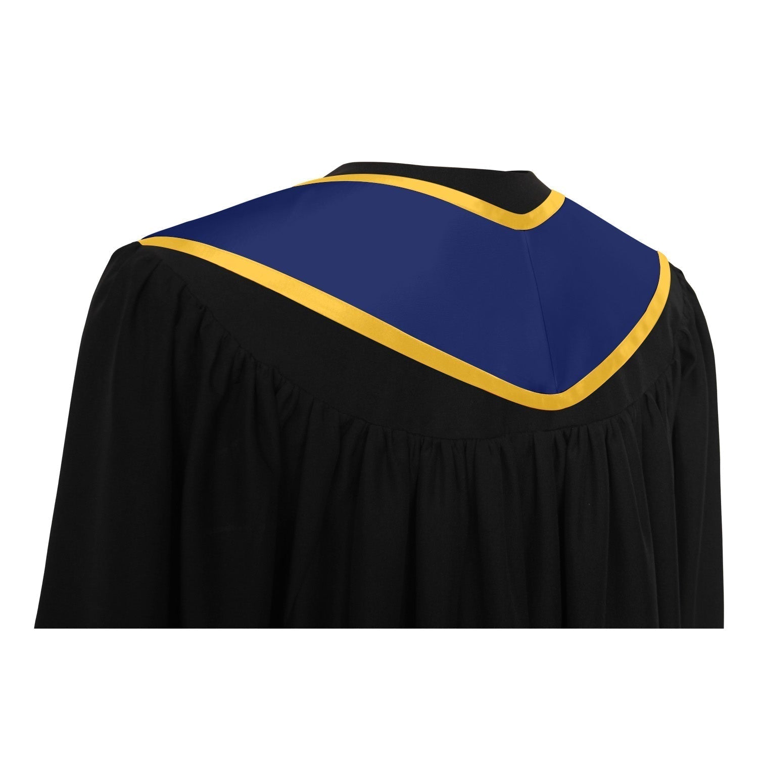 Navy Blue/Gold Plain Graduation Stole with Trim Color & Angled End by Wholesale Grad Supply