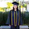 Navy Blue/Gold Plain Graduation Stole with Trim Color & Angled End by Wholesale Grad Supply