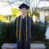 Navy Blue/Gold Plain Graduation Stole with Trim Color & Angled End by Wholesale Grad Supply