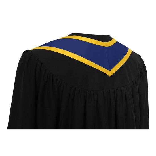 Navy Blue/Gold Plain Graduation Stole with Trim Color & Classic End by Wholesale Grad Supply