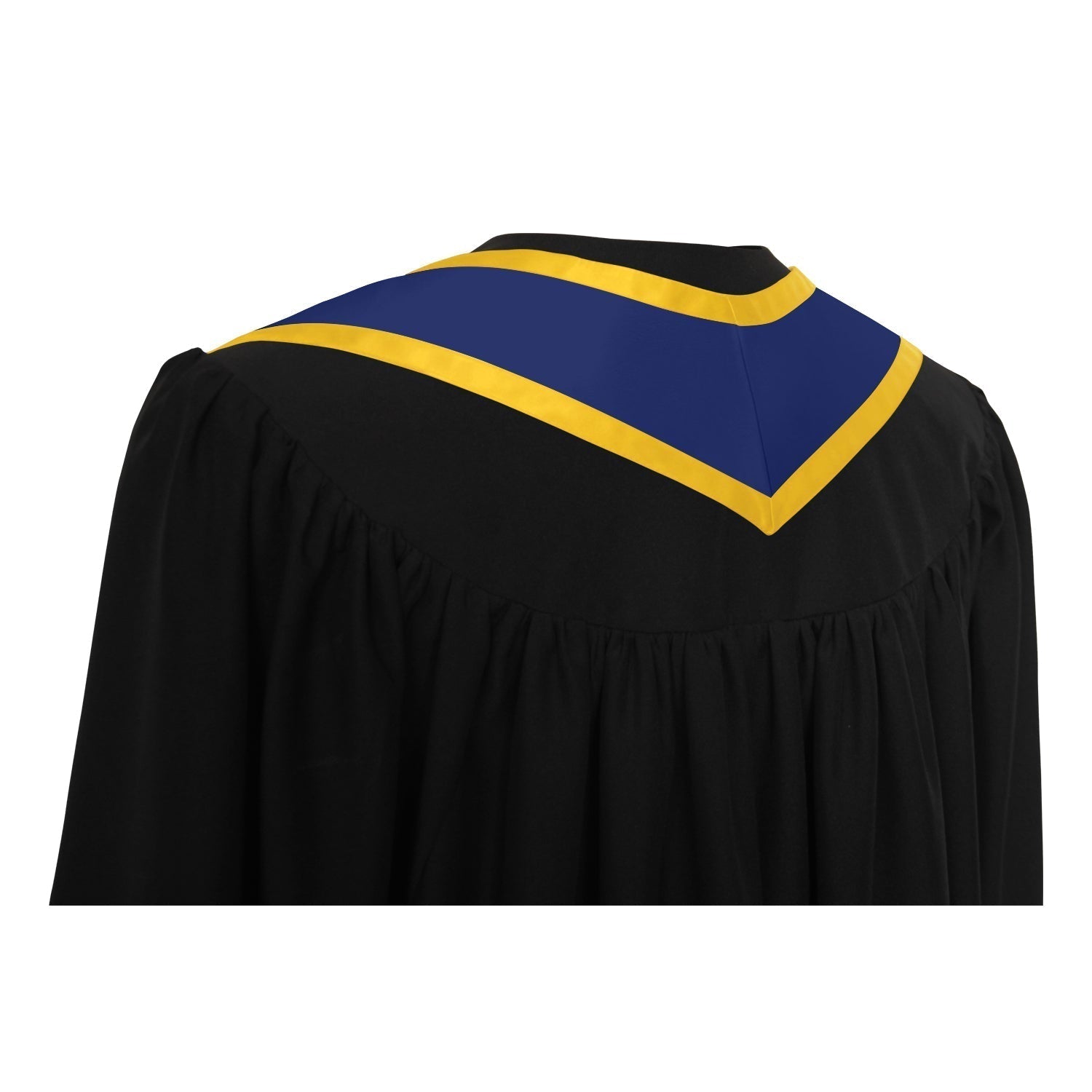 Navy Blue/Gold Plain Graduation Stole with Trim Color & Classic End by Wholesale Grad Supply