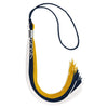Navy Blue/Gold/White Graduation Tassel with Silver Stacked Date Drop by Wholesale Grad Supply