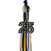 Navy Blue/Gold/White Mixed Color Graduation Tassel with Black Bling Charm by Wholesale Grad Supply