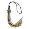 Navy Blue/Gold/White Mixed Color Graduation Tassel with Black Bling Charm by Wholesale Grad Supply