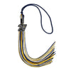 Navy Blue/Gold/White Mixed Color Graduation Tassel with Black Bling Charm by Wholesale Grad Supply