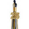 Navy Blue/Gold/White Mixed Color Graduation Tassel with Gold Bling Charm by Wholesale Grad Supply