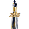 Navy Blue/Gold/White Mixed Color Graduation Tassel with Gold Bling Charm by Wholesale Grad Supply