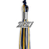 Navy Blue/Gold/White Mixed Color Graduation Tassel with Silver Bling Charm by Wholesale Grad Supply