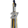 Navy Blue/Gold/White Mixed Color Graduation Tassel with Silver Bling Charm by Wholesale Grad Supply