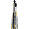 Navy Blue/Gold/White Mixed Color Graduation Tassel with Silver Stacked Date Drop by Wholesale Grad Supply