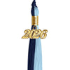 Navy Blue/Light Blue Graduation Tassel with Gold Bling Charm by Wholesale Grad Supply
