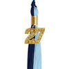 Navy Blue/Light Blue Graduation Tassel with Gold Bling Charm by Wholesale Grad Supply