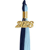 Navy Blue/Light Blue Graduation Tassel with Gold Bling Charm by Wholesale Grad Supply