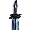 Navy Blue/Light Blue Mixed Color Graduation Tassel with Black Bling Charm by Wholesale Grad Supply