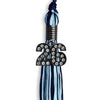 Navy Blue/Light Blue Mixed Color Graduation Tassel with Black Bling Charm by Wholesale Grad Supply