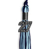 Navy Blue/Light Blue Mixed Color Graduation Tassel with Black Bling Charm by Wholesale Grad Supply