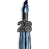 Navy Blue/Light Blue Mixed Color Graduation Tassel with Black Bling Charm by Wholesale Grad Supply