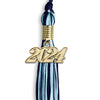 Navy Blue/Light Blue Mixed Color Graduation Tassel with Gold Bling Charm by Wholesale Grad Supply