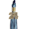 Navy Blue/Light Blue Mixed Color Graduation Tassel with Gold Bling Charm by Wholesale Grad Supply