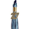 Navy Blue/Light Blue Mixed Color Graduation Tassel with Gold Bling Charm by Wholesale Grad Supply