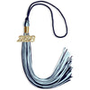 Navy Blue/Light Blue Mixed Color Graduation Tassel with Gold Bling Charm by Wholesale Grad Supply
