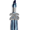 Navy Blue/Light Blue Mixed Color Graduation Tassel with Silver Bling Charm by Wholesale Grad Supply