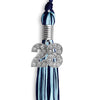 Navy Blue/Light Blue Mixed Color Graduation Tassel with Silver Bling Charm by Wholesale Grad Supply