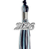 Navy Blue/Light Blue/Silver Mixed Color Graduation Tassel with Silver Bling Charm by Wholesale Grad Supply