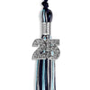 Navy Blue/Light Blue/Silver Mixed Color Graduation Tassel with Silver Bling Charm by Wholesale Grad Supply