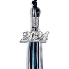 Navy Blue/Light Blue/Silver Mixed Color Graduation Tassel with Silver Bling Charm by Wholesale Grad Supply