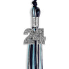 Navy Blue/Light Blue/Silver Mixed Color Graduation Tassel with Silver Bling Charm by Wholesale Grad Supply
