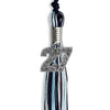 Navy Blue/Light Blue/Silver Mixed Color Graduation Tassel with Silver Bling Charm by Wholesale Grad Supply