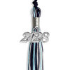 Navy Blue/Light Blue/Silver Mixed Color Graduation Tassel with Silver Bling Charm by Wholesale Grad Supply