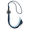 Navy Blue/Light Blue/White Graduation Tassel with Black Bling Charm by Wholesale Grad Supply