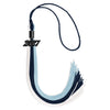 Navy Blue/Light Blue/White Graduation Tassel with Black Bling Charm by Wholesale Grad Supply