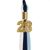 Navy Blue/Light Blue/White Graduation Tassel with Gold Bling Charm by Wholesale Grad Supply