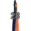 Navy Blue/Orange Graduation Tassel with Black Bling Charm by Wholesale Grad Supply