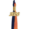 Navy Blue/Orange Graduation Tassel with Gold Bling Charm by Wholesale Grad Supply